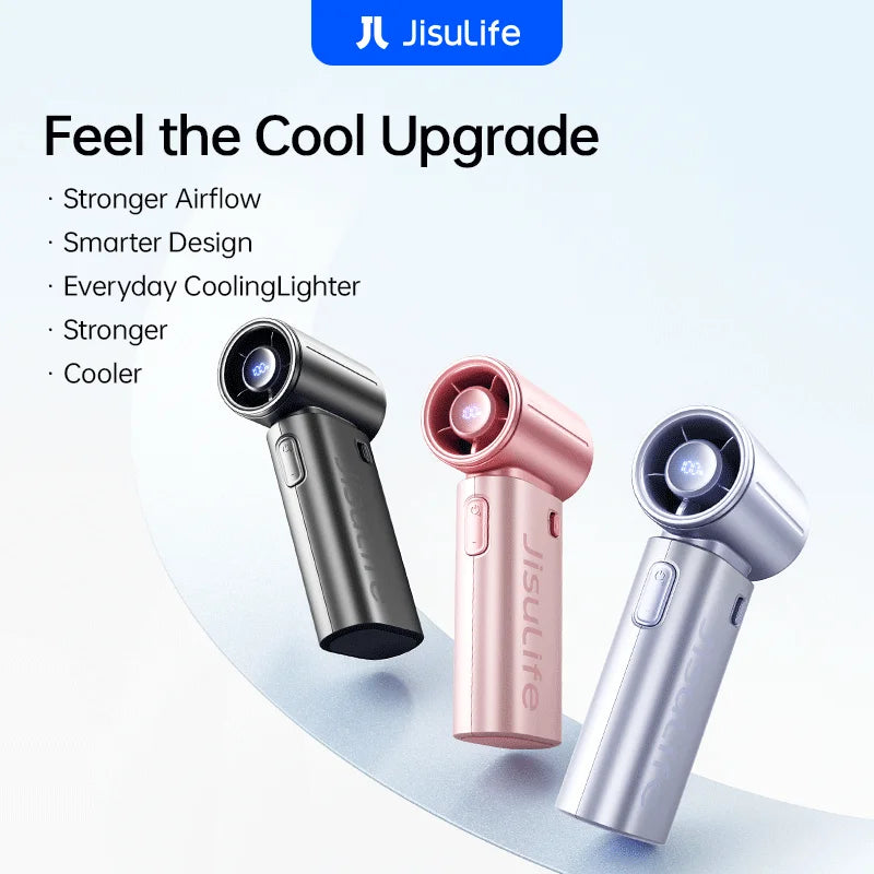 JISULIFE Portable Handheld Fan, Turbo Power High Speed Air, 5000mAh Rechargeable, Mini Pocket Design, Personal Fan for Travel